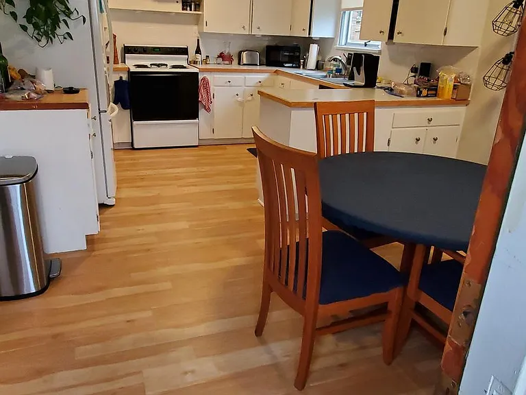 View from side door to see dining area and kitchen