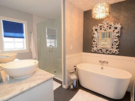 Stand alone designer tub in master bathroom