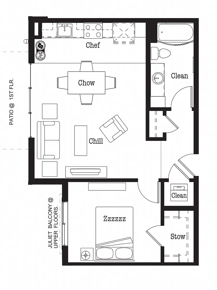 Floor plan One Bedroom Tech AT5