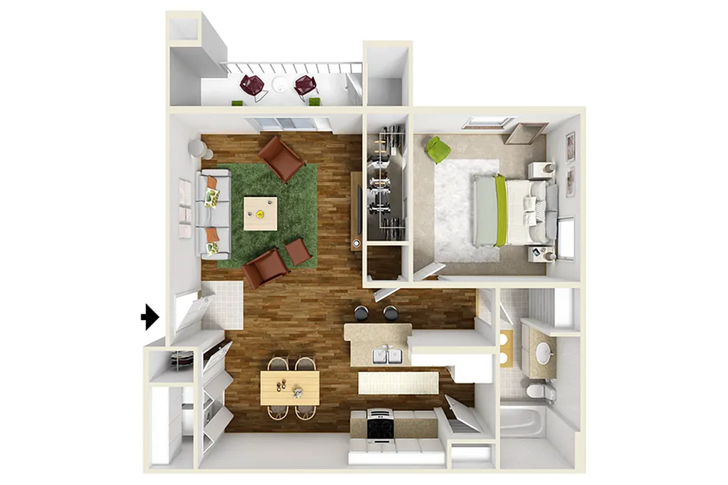 Floor plan 1 Bedroom, 1 Bathroom