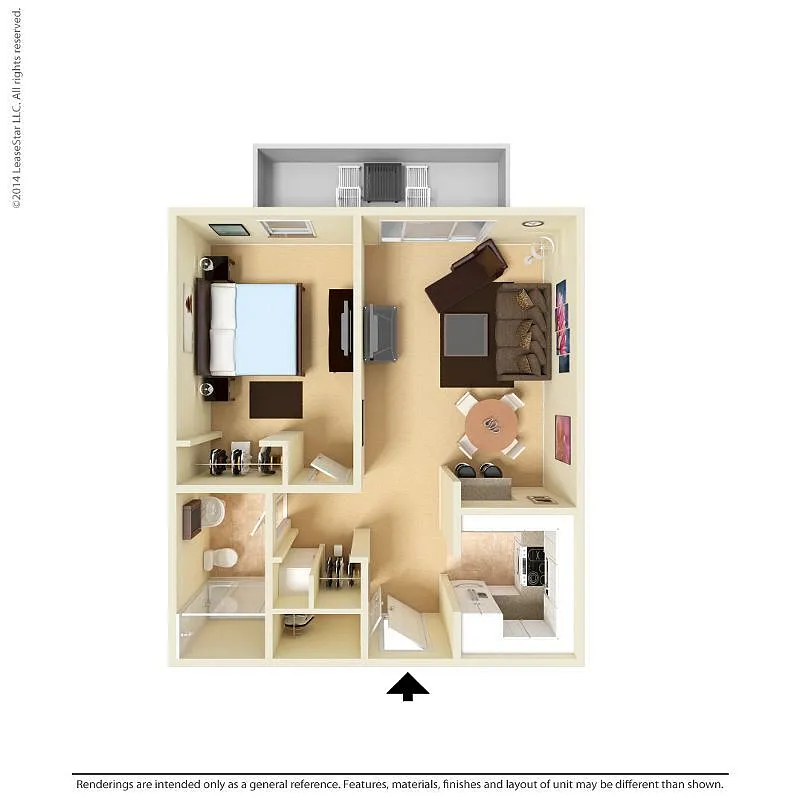 Floor plan Medium 1 Bed 1 Bath Bungalow