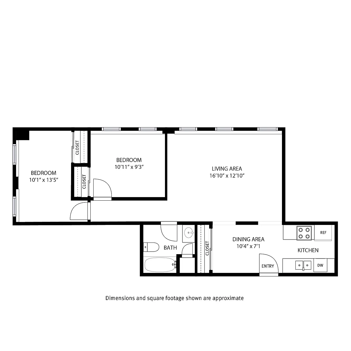 Floor plan 2 Bedroom / 1 Bath