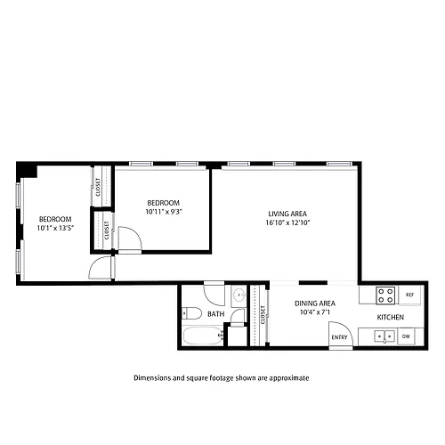Floor plan 2 Bedroom / 1 Bath