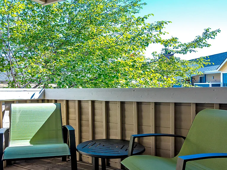 Enjoy morning coffee or sunset views outside.