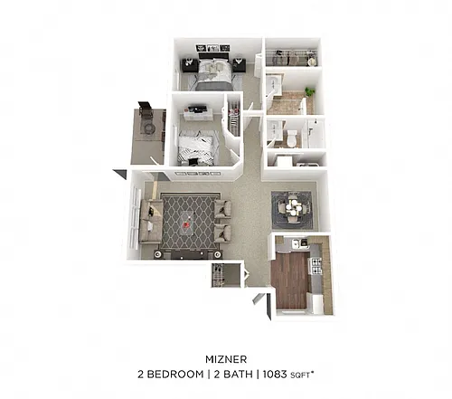 Floor plan Two Bedroom 2 Bath-1083 sqft