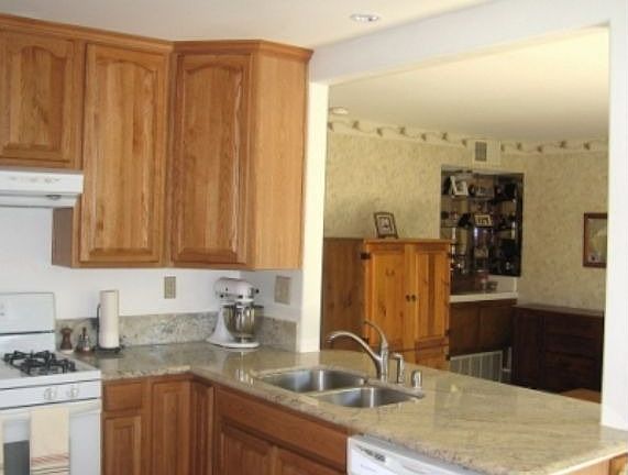 Kitchen opens to family room.