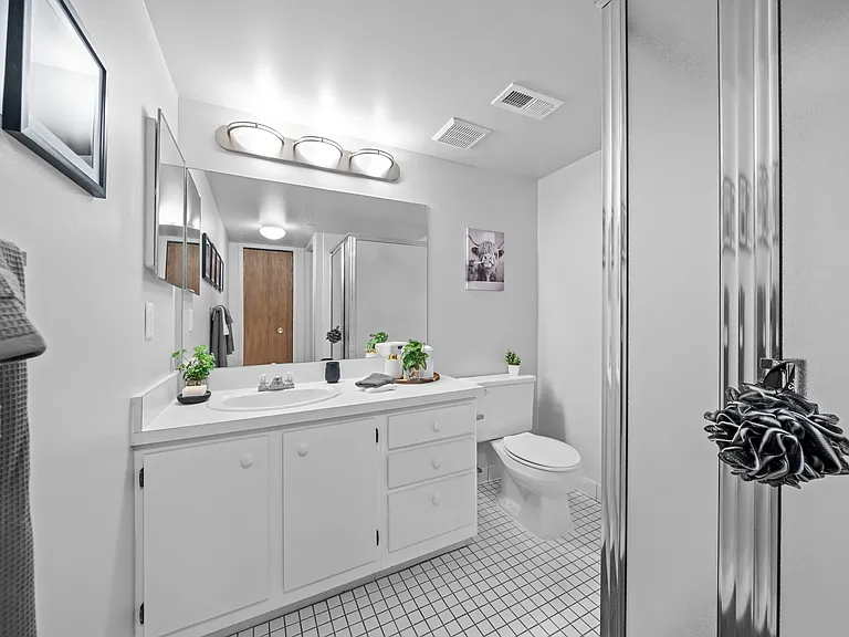 Posh bathroom at Dover Hills Apartments in Kalamazoo