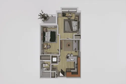Floor plan 2 Bed, 1 Bath