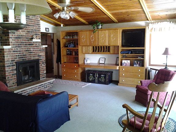 Family room patio door faces backyard