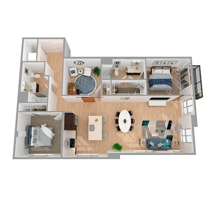 Floor plan 2 Bed/2 Bath Den-b1.2