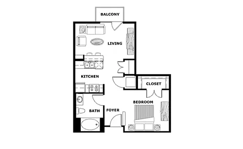 Floor plan Junior One Bedroom
