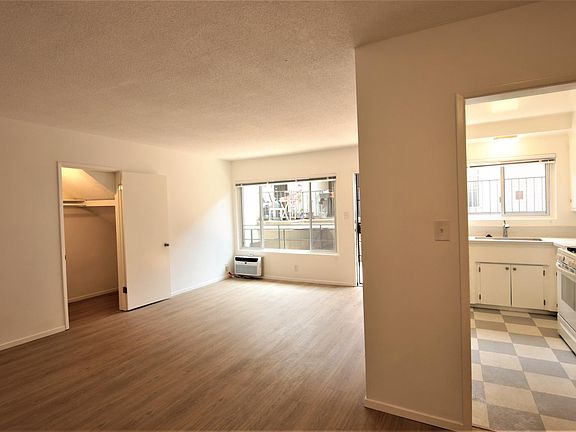 Living room has new floors & new AC. Lots of sunlight & large closet.