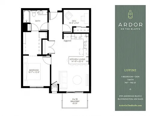 Floor plan Lupine | 1+Den