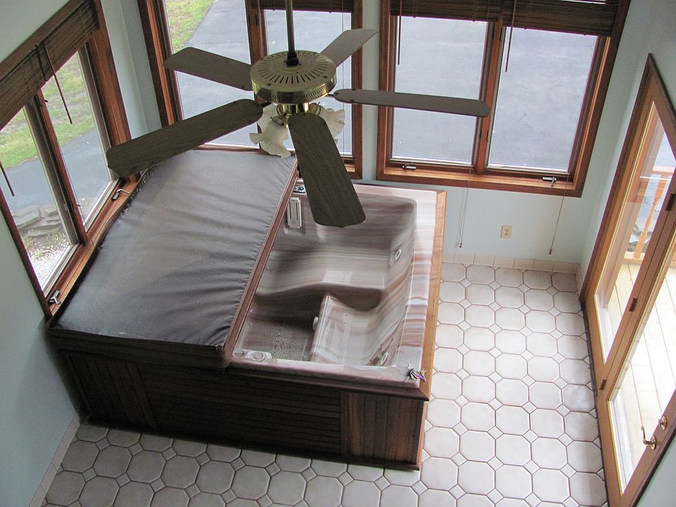 View of hot tub from Master bedroom