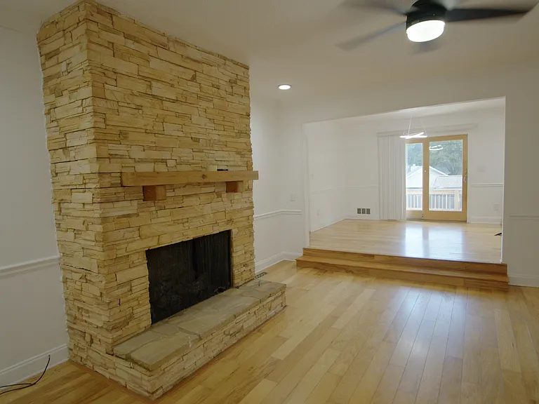 Family room with view of dining room
