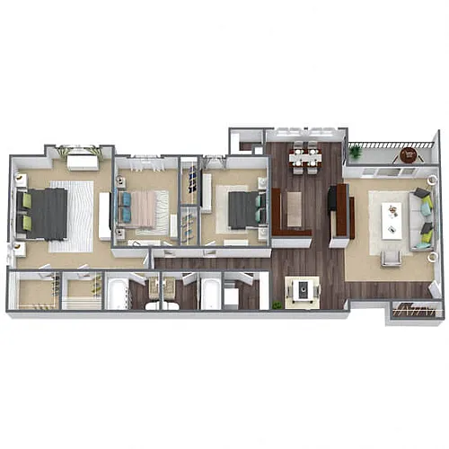 Floor plan C1: 3 Bed 2 Bath