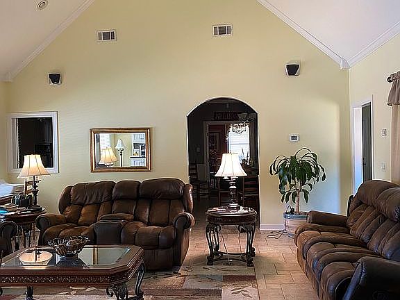 Living room with 17’ ceiling