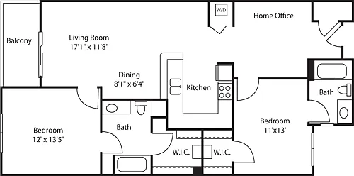 Floor plan Two Bedroom 1125