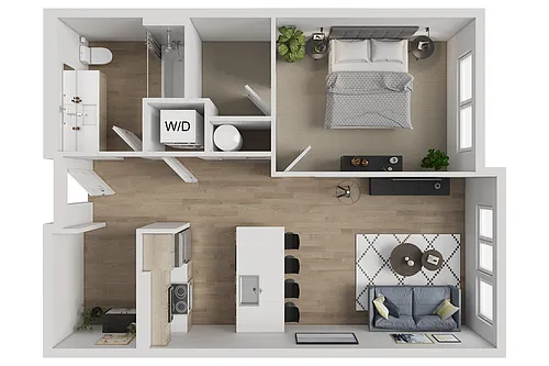 Floor plan 1x1 w/Den A