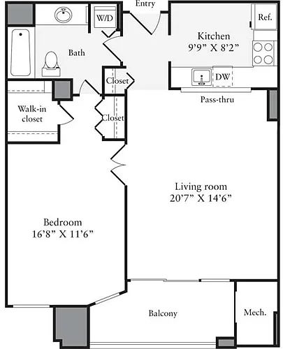 Floor plan 1 Bedroom L