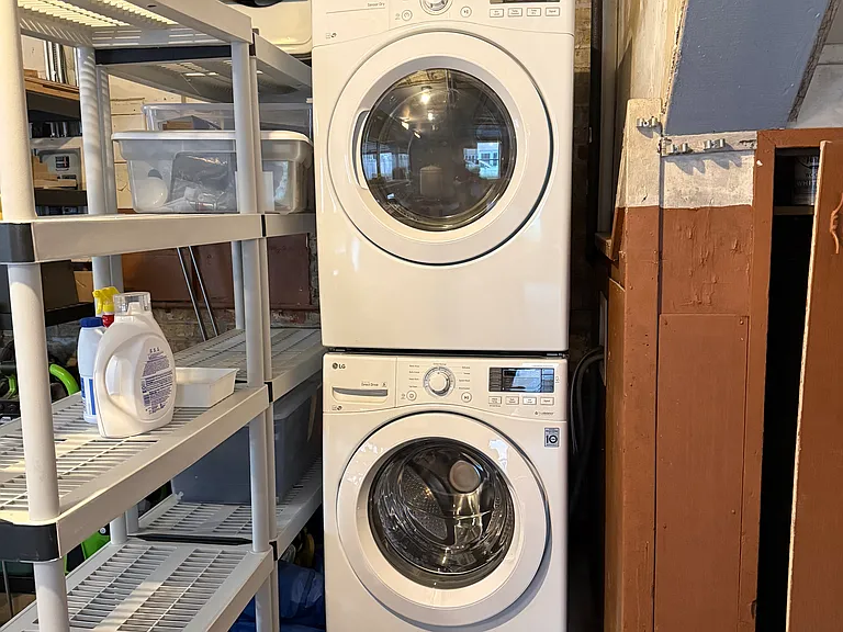 Private laundry in garage