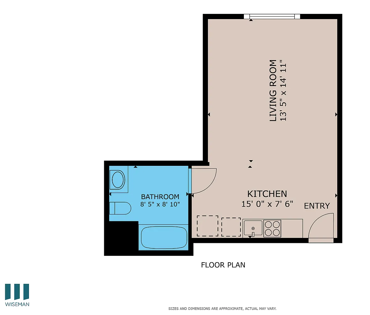 Floor plan Studio-One-Bathroom