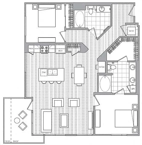 Floor plan 2X2 B3-W