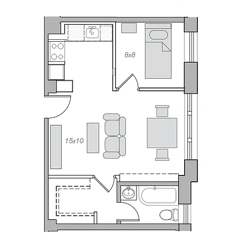 Floor plan Jr. 1BR