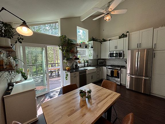 Morning Light Kitchen has views back up to National Forest land, then through the forest to the Keystone River Golf course.