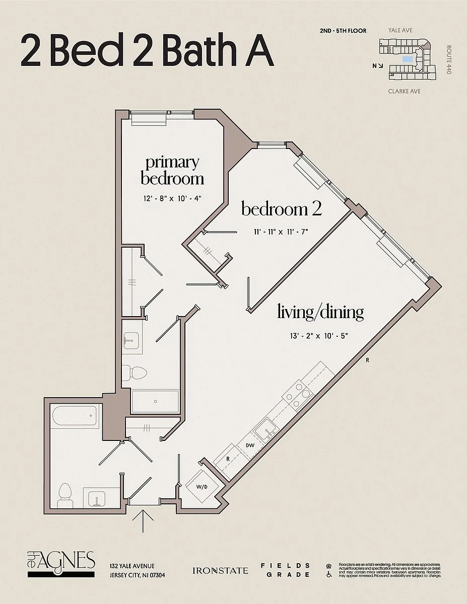 Floor plan 2 Bed 2 Bath A