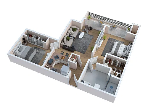 Floor plan Two Bed / One Bath - B