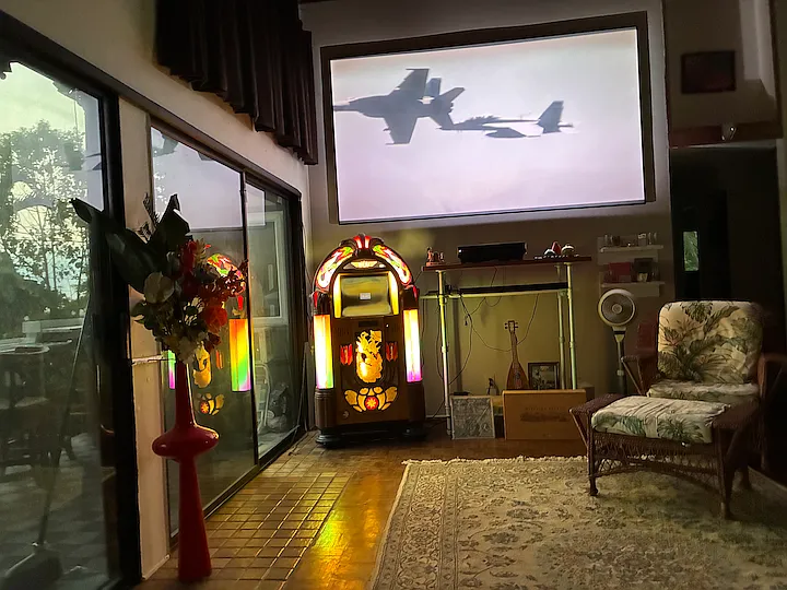 Many period pieces 4k projection system with soundbar Lighted Jukebox (currently out of operation)