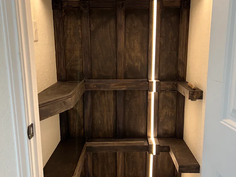Under stairs in extra storage