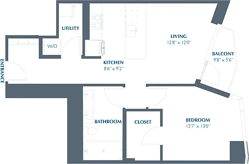 Floor plan 1BR 1BA (751 SF)