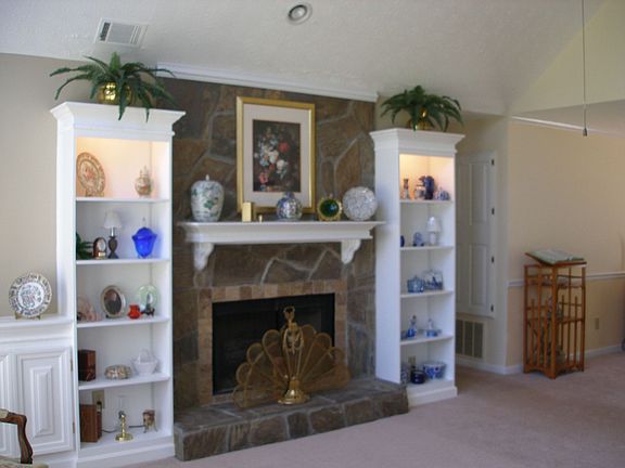 Built-in Shelving/Slate Fireplace