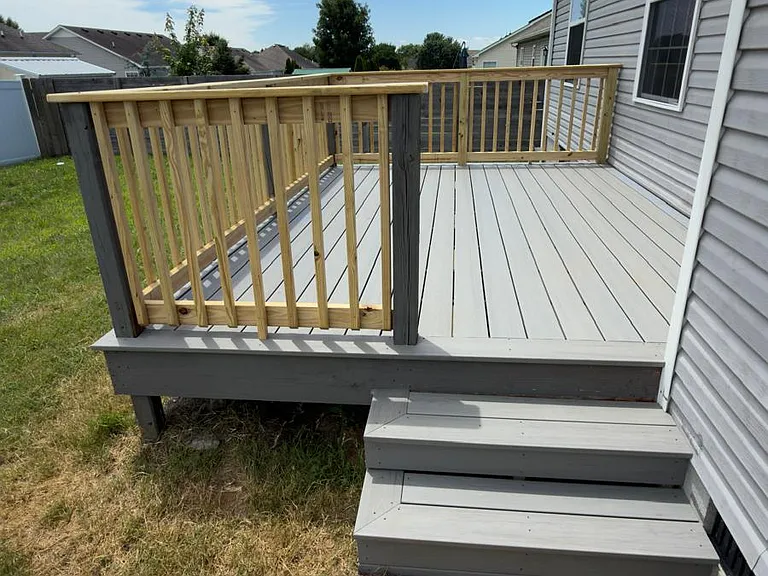 Newly built deck. Composite decking floor.