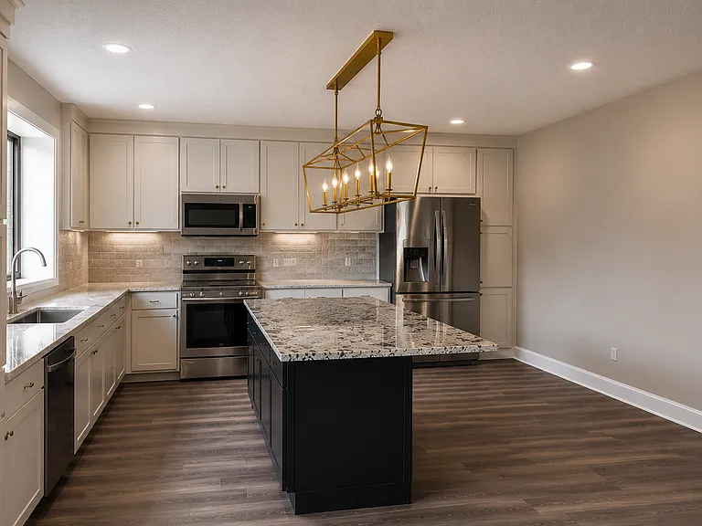 Completely Updated Kitchen - quartz counter tops and large 3'x5' granite island