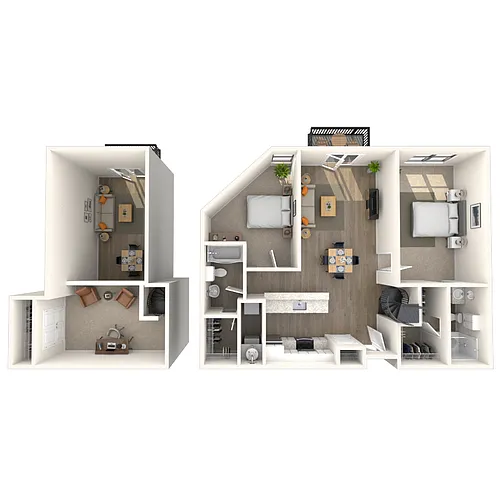 Floor plan Dual Level 2x2 1116-1359 SF