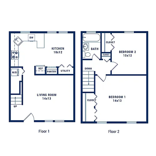 Floor plan 2 Bedroom 1 Bath A