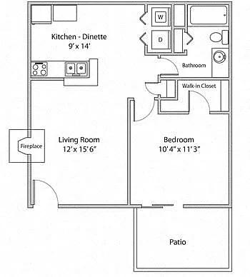 Floor plan One Bedroom One Bath