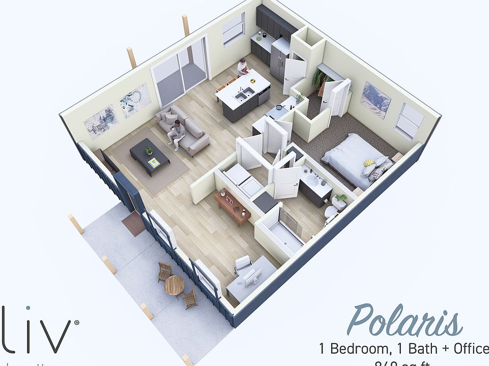 Polaris Floorplan 1 Bedroom, 1 Bathroom