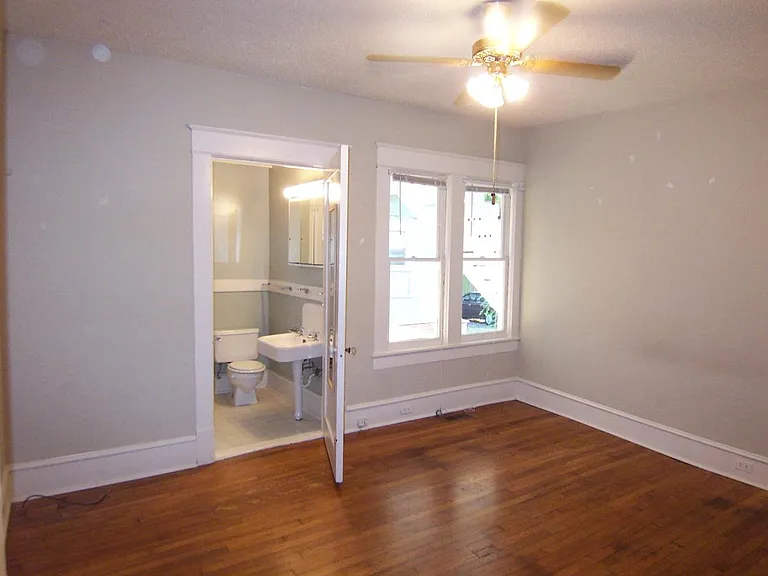 Bedroom looking toward bathroom