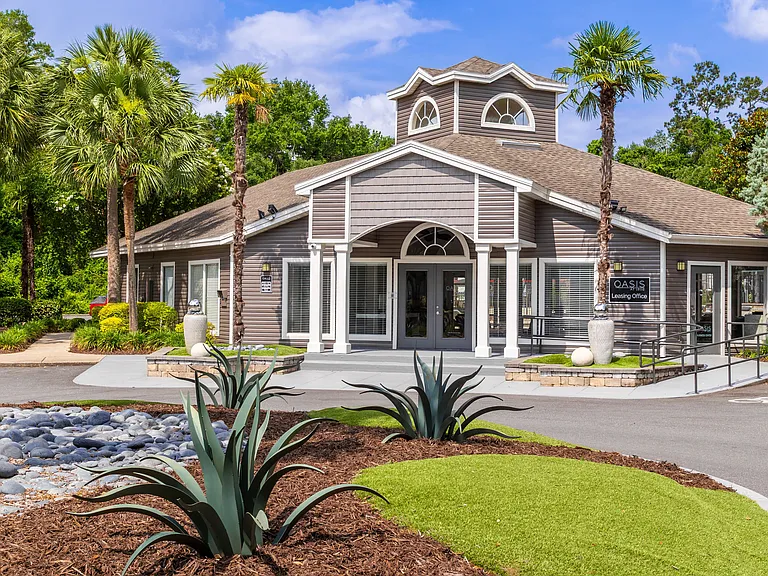 With inviting architecture and lush greenery, our leasing office sets the tone for the beautiful community that awaits inside.