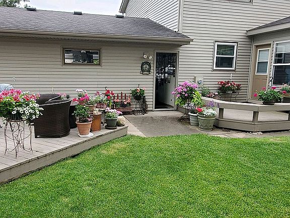 Backyard with multiple decks