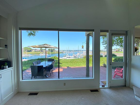 Living room looking out onto the bay-side patio