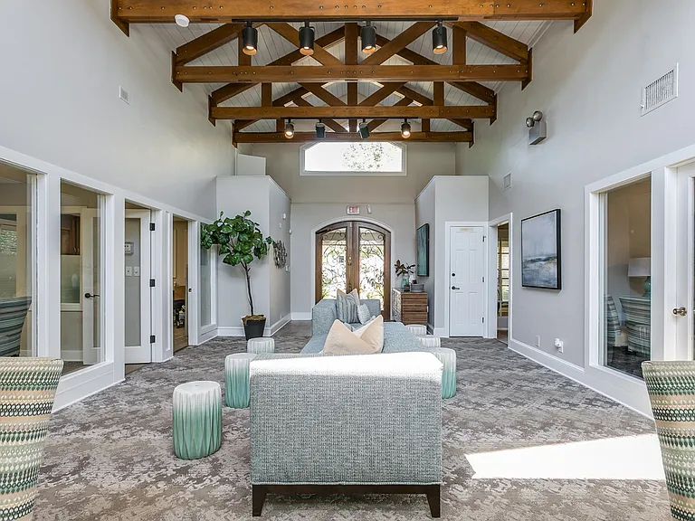 Club house with exposed rafters