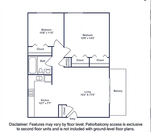 Floor plan Phase I, A, 2 Bedroom, 1 Bath