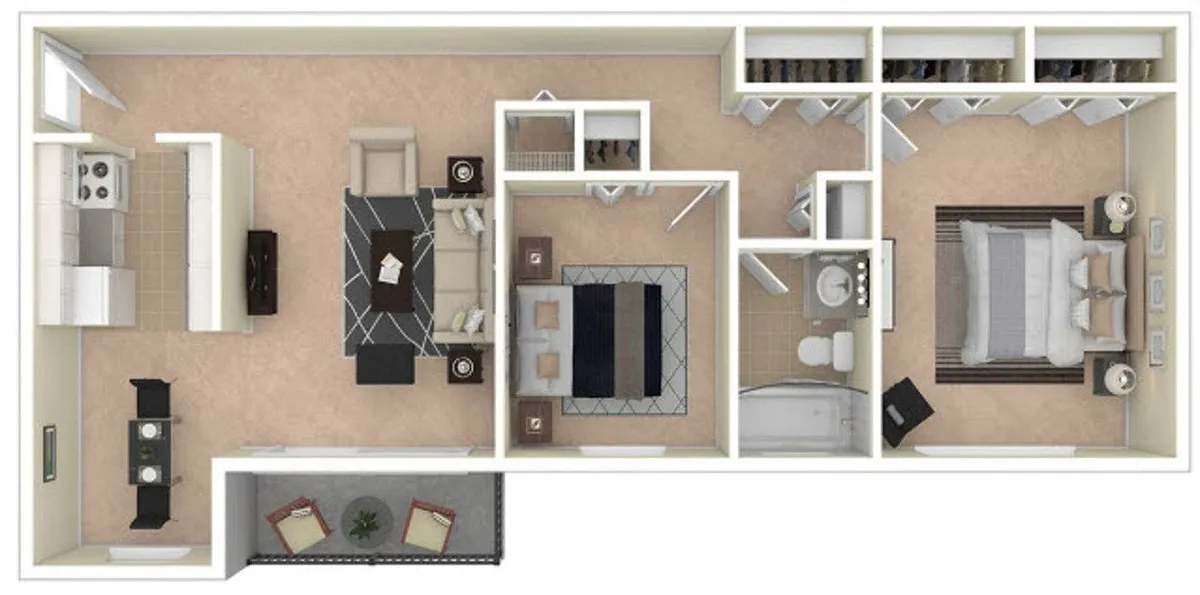Floor plan 2 Bedroom/1 Bathroom