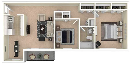 Floor plan 2 Bedroom/1 Bathroom