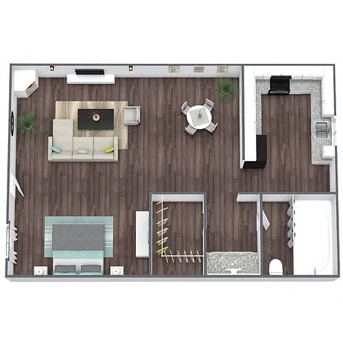 Floor plan S1: 0 Bed 1 Bath